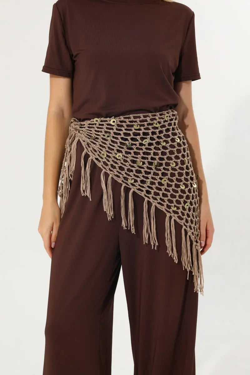 Women Boho Sequin Crochet Tassel Mesh Multiway Shawl ✨🍂 Leto Collection
