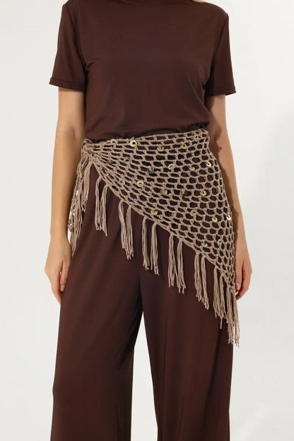 Women Boho Sequin Crochet Tassel Mesh Multiway Shawl ✨🍂 Leto Collection