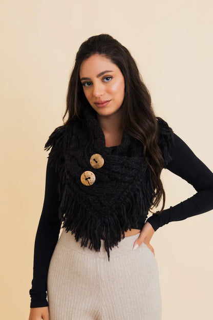 Heathered Shoulder Warmer With Coco Buttons Leto Collection