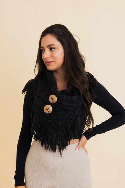 Heathered Shoulder Warmer With Coco Buttons Leto Collection