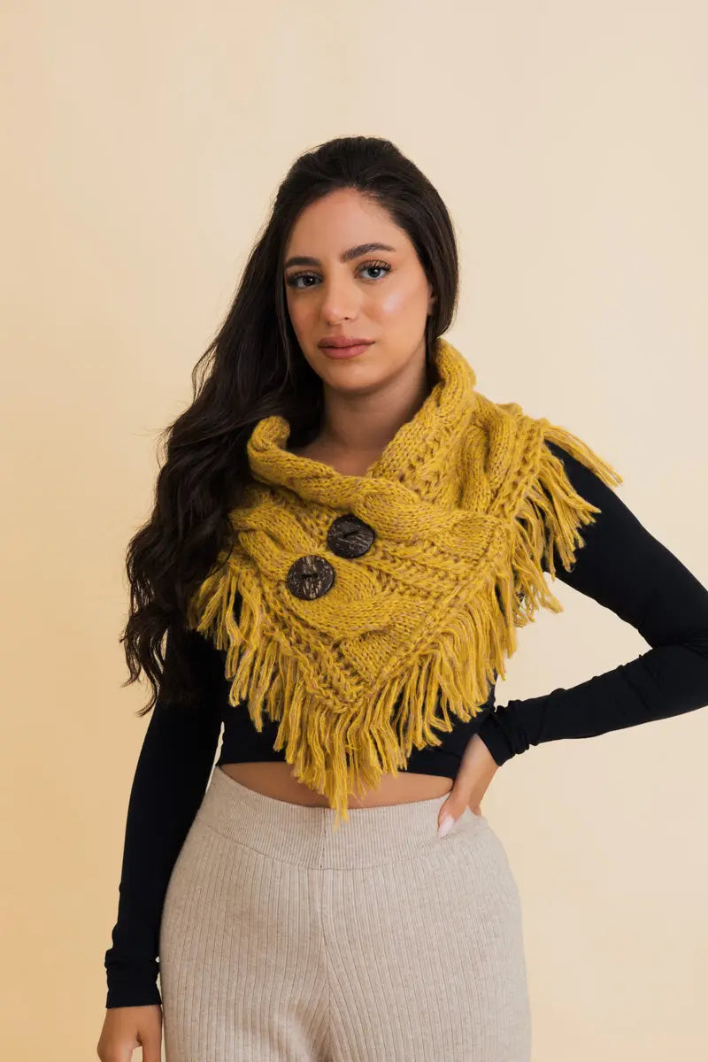 Heathered Shoulder Warmer With Coco Buttons Leto Collection