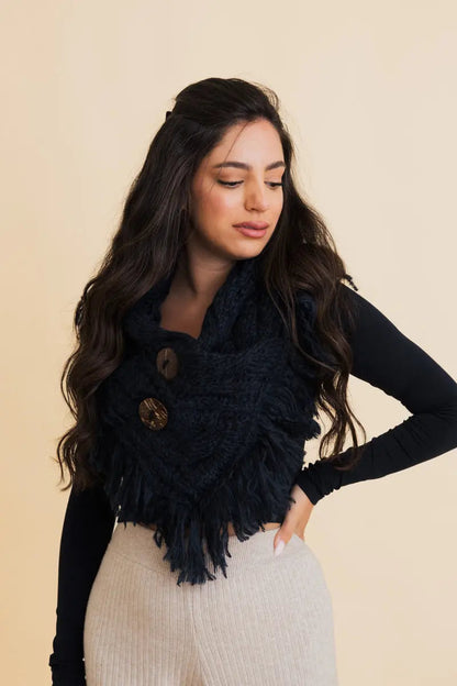 Heathered Shoulder Warmer With Coco Buttons Leto Collection