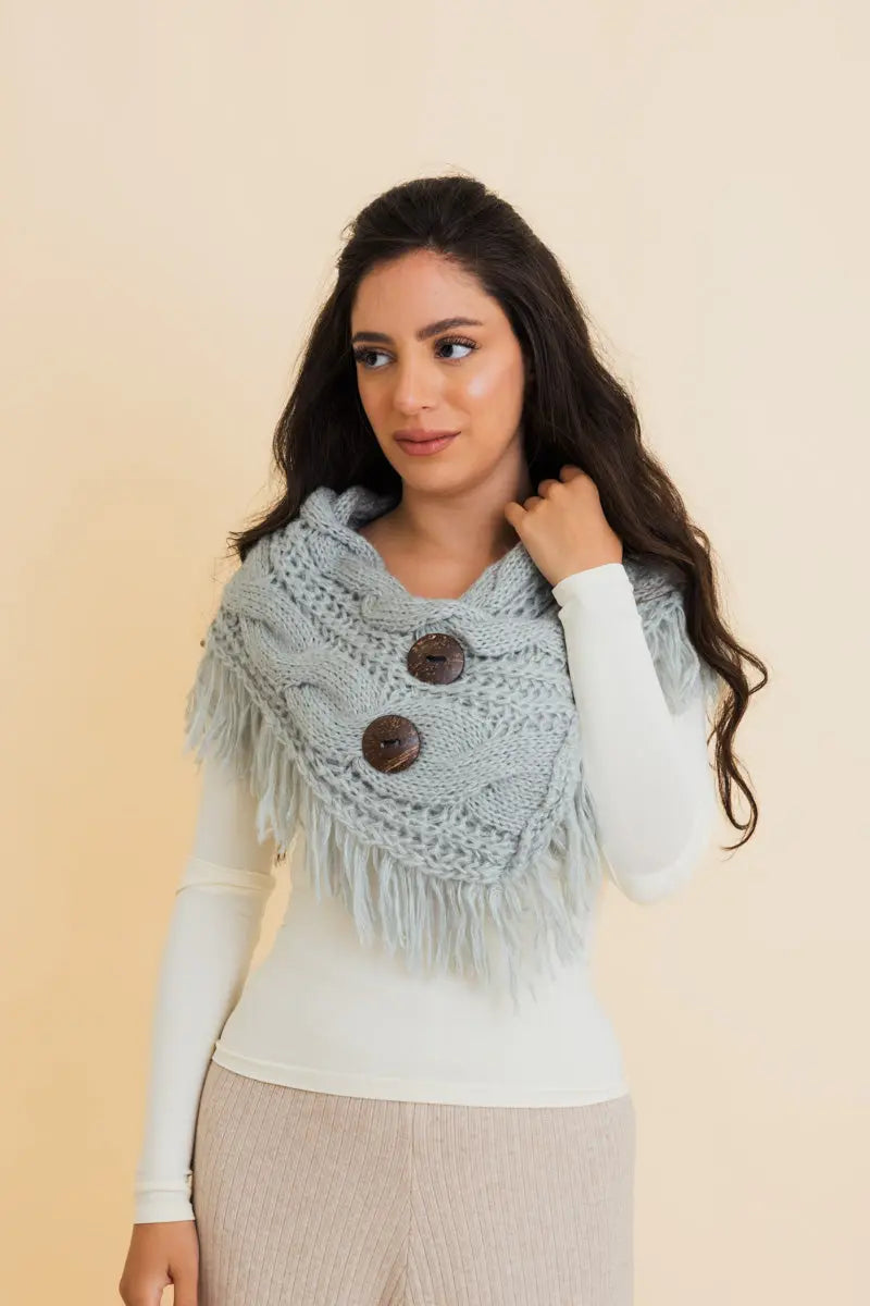 Heathered Shoulder Warmer With Coco Buttons Leto Collection
