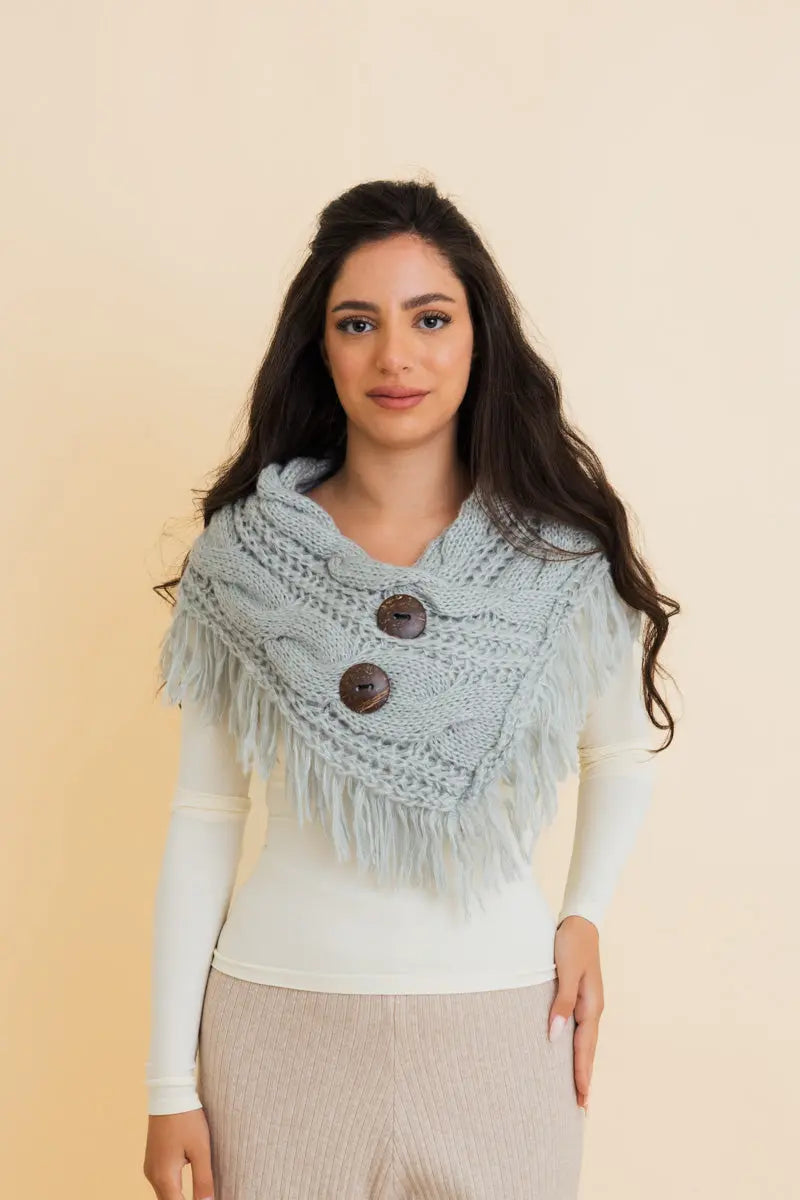 Heathered Shoulder Warmer With Coco Buttons Leto Collection