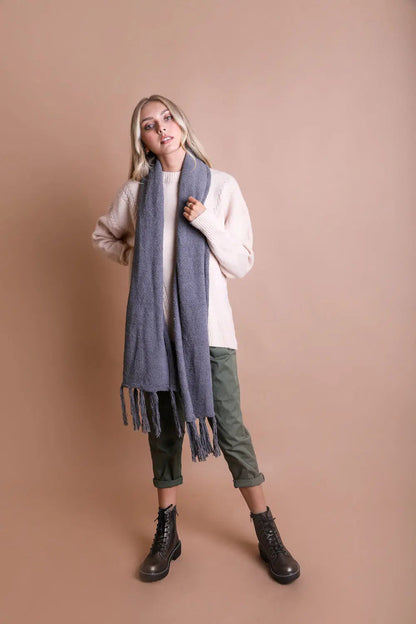 Ultra-Soft Boucle Tassel Scarf Leto Collection