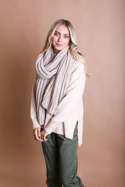 Boucle Vertical Knit Scarf Scarves