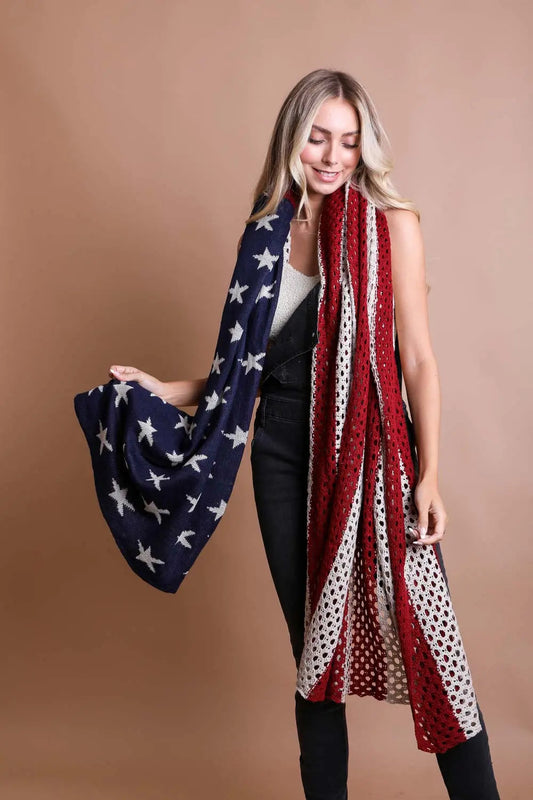 Knit American Flag Blanket Scarf Scarves