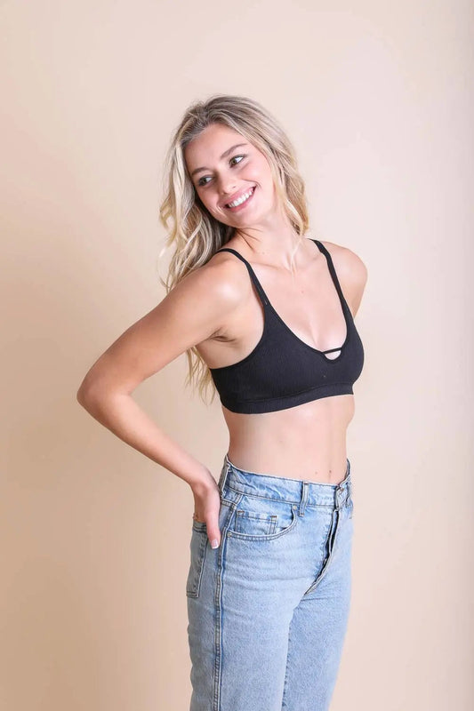 Ribbed Keyhole Bralette XS/S / Black