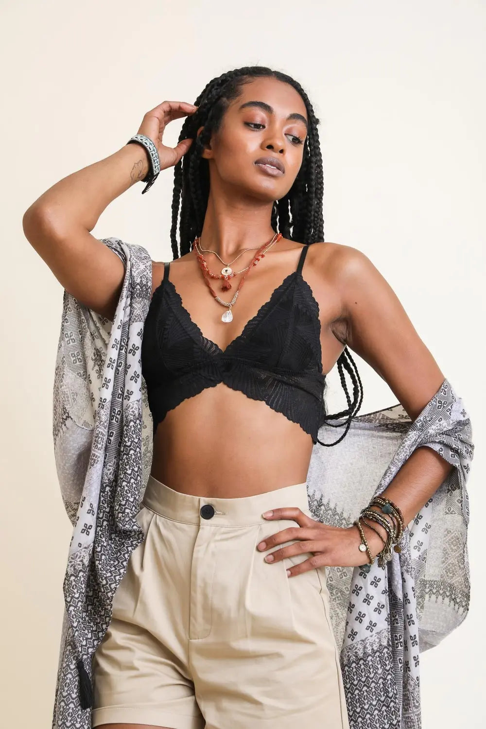 Scallop Lace Bralette Small / Black